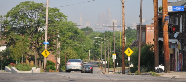 Cleveland in sea of smog, viewed from the Heights 07/08/2010