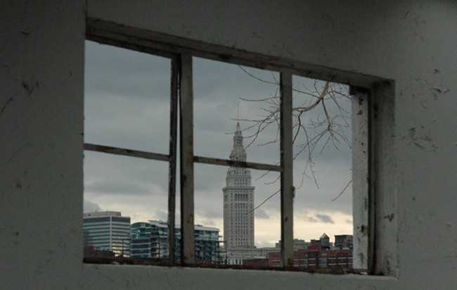 View of Cleveland Terminal Tower from Cleveland Coast Guard Station