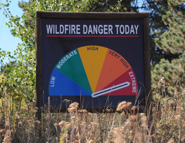 Fourmile Canyon Wildfire, West of Boulder, Colorado, September 2010 - Extreme Wildfire Danger sign