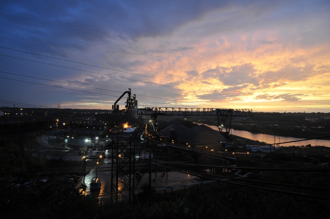 Mittal Iron Works and Cleveland Flats at sunset
