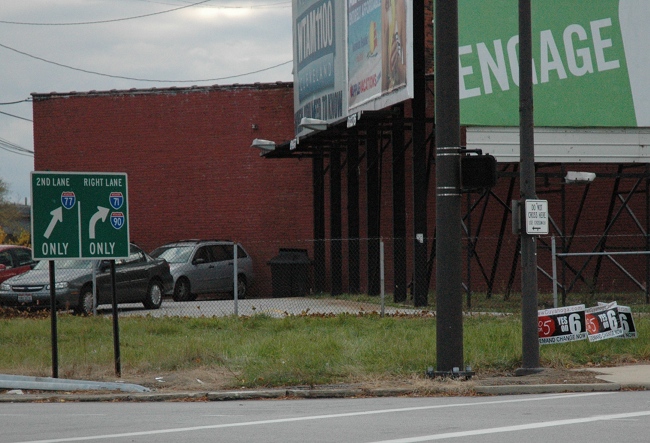 Illegal Issue 6 signs on freeway ramps in Cleveland