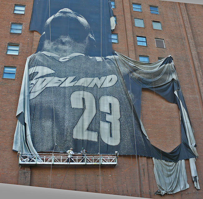 Labron James Nike sign removed Cleveland Ohio image jeff buster 7.11.10