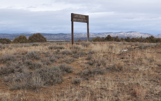 Continental Divide sign on Jicarilla Apache Reservation outside Dulce, New Mexico