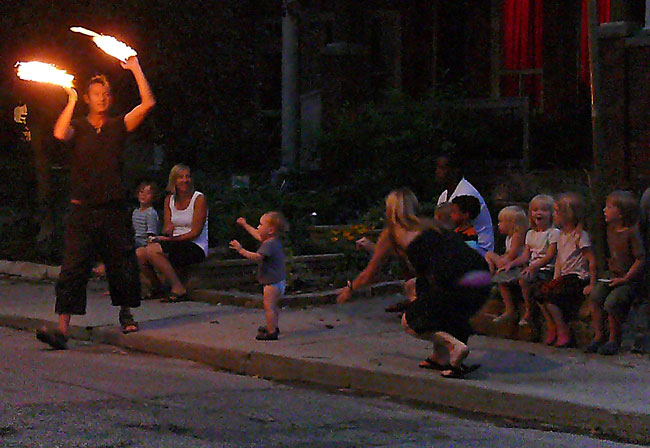 mark pemberton fire eater dancer perfomer leslieville toronto canada image 8.19.10 jeff buster neighborhood engagement