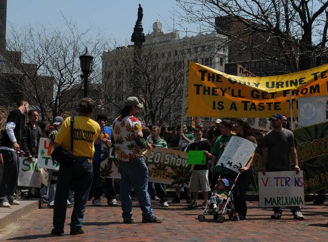 Veterans for Marijuana at start of 2011 Cleveland Medical Marijuana Rally Public Square