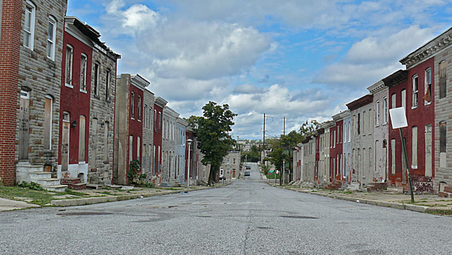 east baltimore empty steets and vacant rowhouses image jeff buster