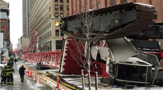 Upside down crane collapse in NYC