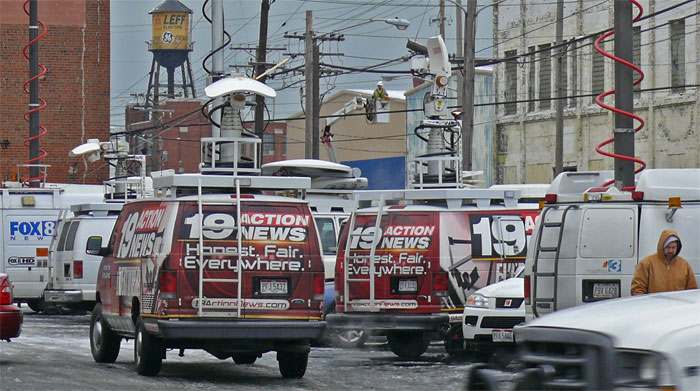 cleveland tv news trucks water main break