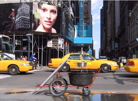 Solar Fountain in Crosswalk