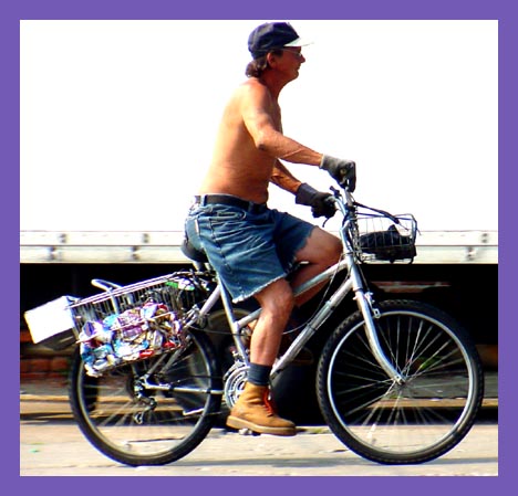 Aluminum can bike man