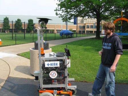 Case student working on a robot