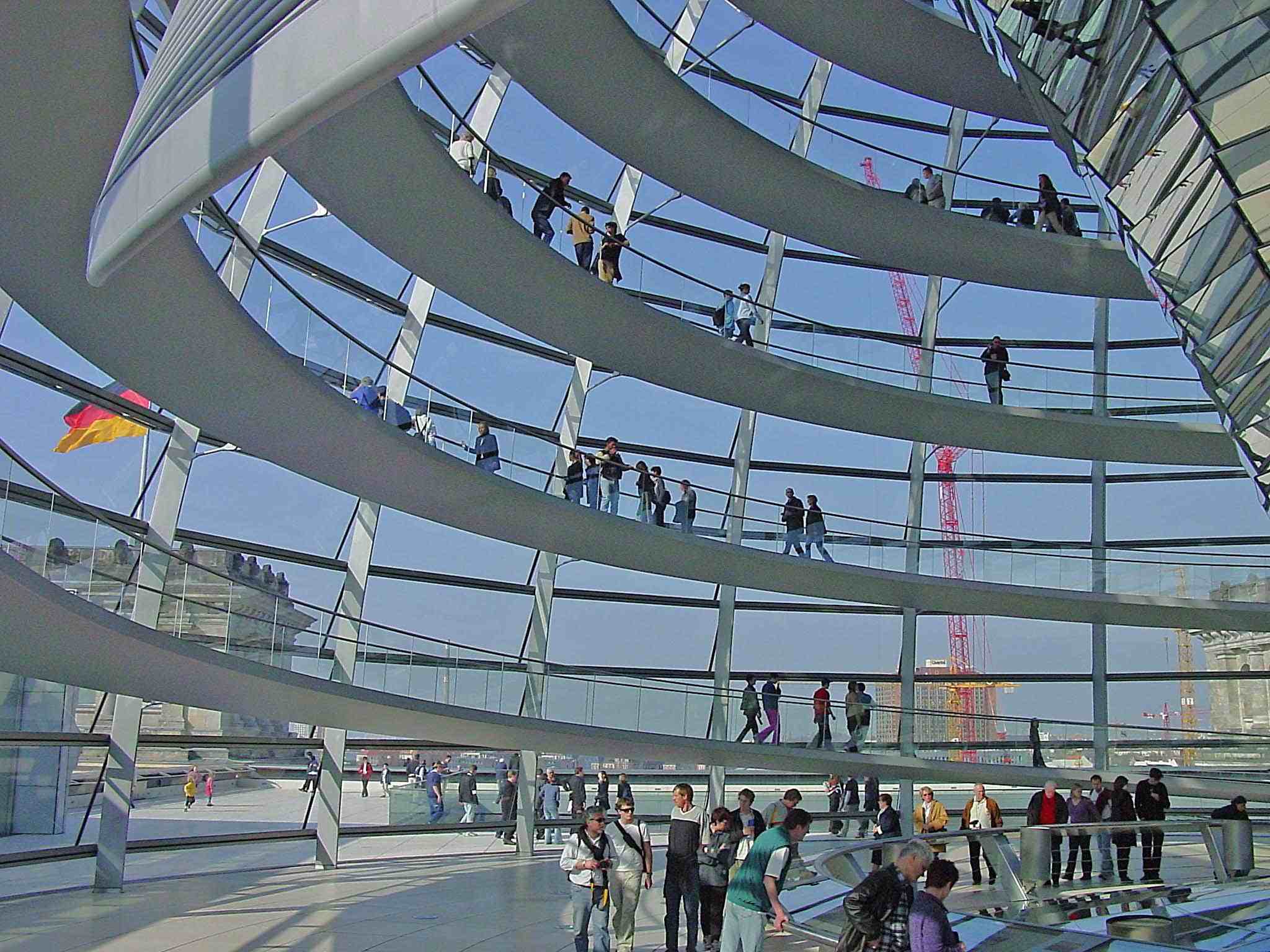 berlin germany april 2002 Bundestag spiral interior walkway construction image cleo buster