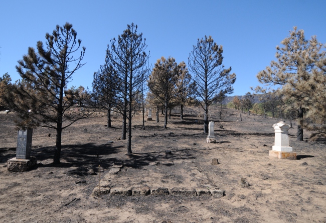  Fourmile Canyon Wildfire, West of Boulder, Colorado, September 2010 - burned canyon view - can't burn a cemetery