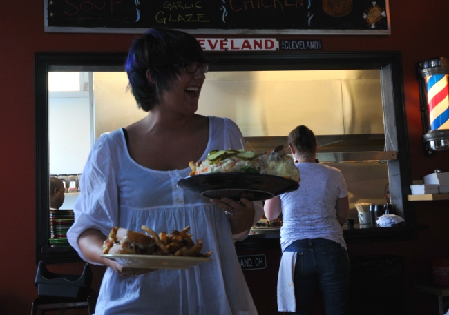 Melt waitress bringing customer Melt Challenge