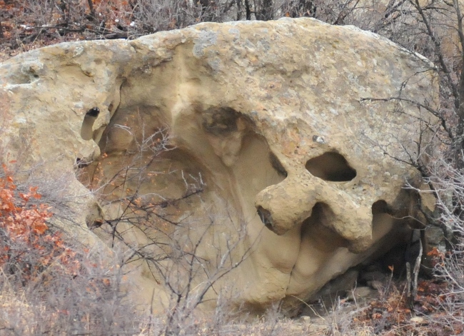 Detail of rock formation at base of Archuleta Mesa, Jicarilla Apache Reservation, Dulce, New Mexico