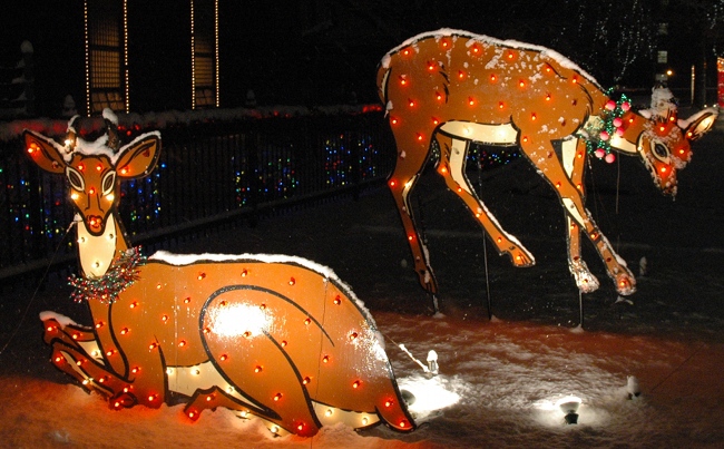 2009 Holiday Lighting Display at GE Lighting & Electrical Institute, Nela Park, East Cleveland, Ohio, in Snowfall