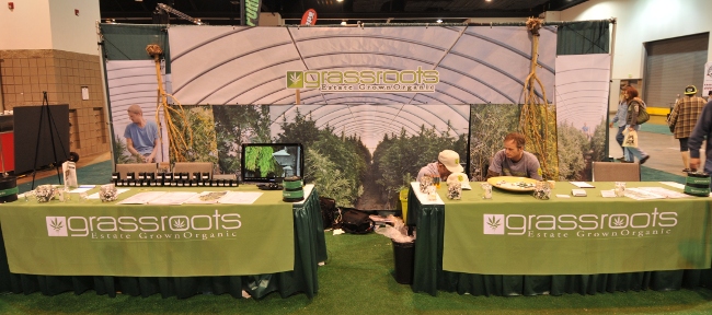 Grassroots Estate Grown Organic Medical Marijuana booth at KushCon2