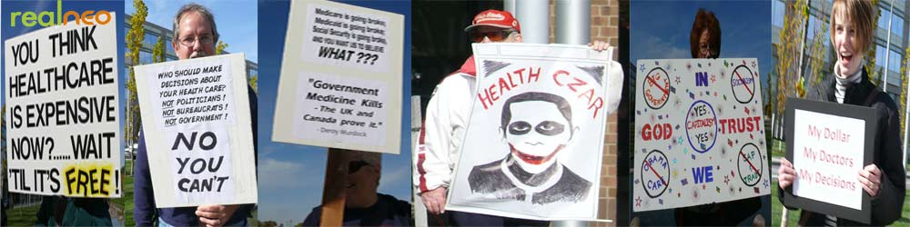 signs from 10.19.09 picket line at Cleveland Clinic image mashup jeff buster