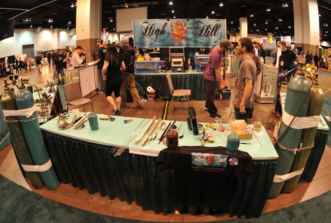 Glass blowing demonstration by High On The Hill MMJ Dispensary, at KushCon 2