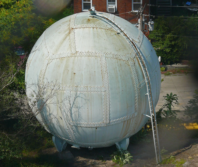 horton sphere poughkeepsie gas surge tank pressure vessel riveted steel geodesic dome puzzle