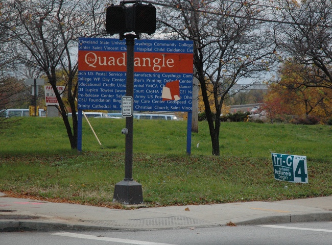 Illegal Issue 4 campaign sign in Downtown Cleveland
