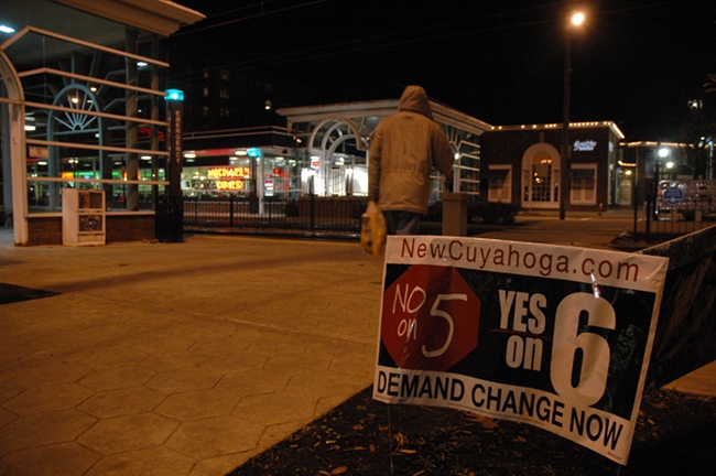 Illegal Issue 6 Signs at RTA Shaker Square Station in Cleveland