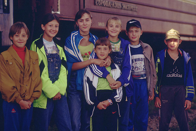 image of children adjacent to Siberian rail road year 2000 image jeff buster