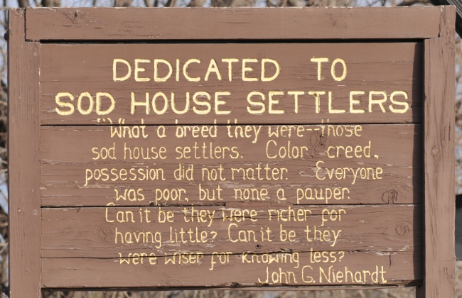 Sign at Sod House Museum, Gothenburg, Nebraska