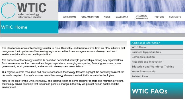 Water Technology Information Cluster website launch homepage