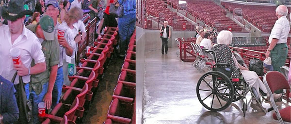 auditorium seats with cupholders for beer and corn syrup and good ADA wheelchair access