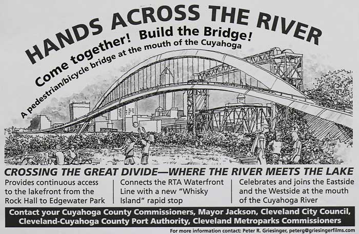 concept drawing for pedestrian bridge at the mouth of the cuyahoga river cleveland ohio 
