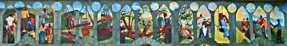 Chilcote mural Bridge Builders student art program West Side Hwy at w 25th