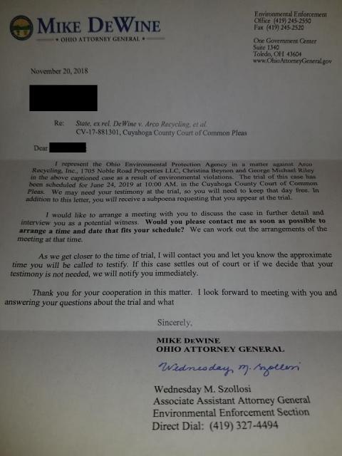 Witnesses to Noble Rd CV-17-881301- will testify in 2020
