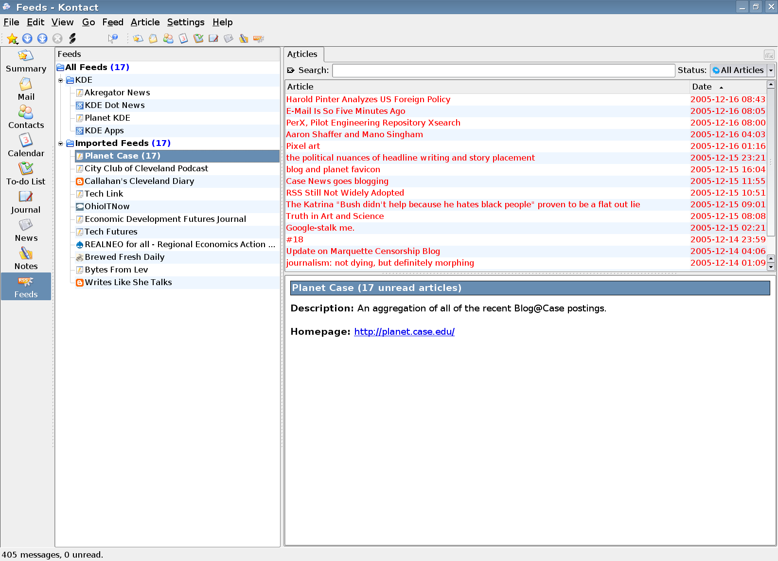 Kontact's RSS Reader Akregator