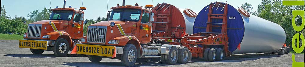 heavy haul specialized trailer for wind turbine tower sections at border near montreal  image jeff buster june 11