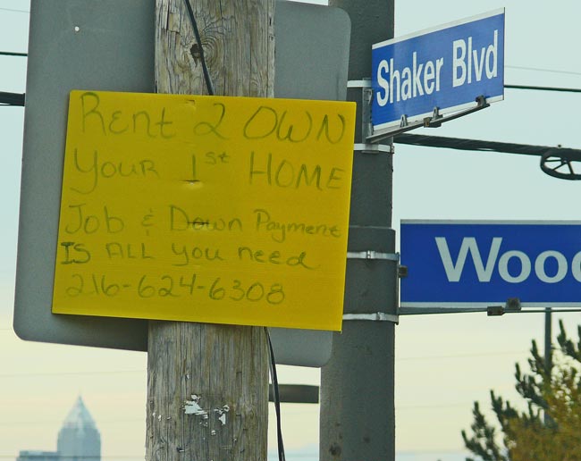 rent to own first home guerrilla sign cleveland ohio 216-624-6308