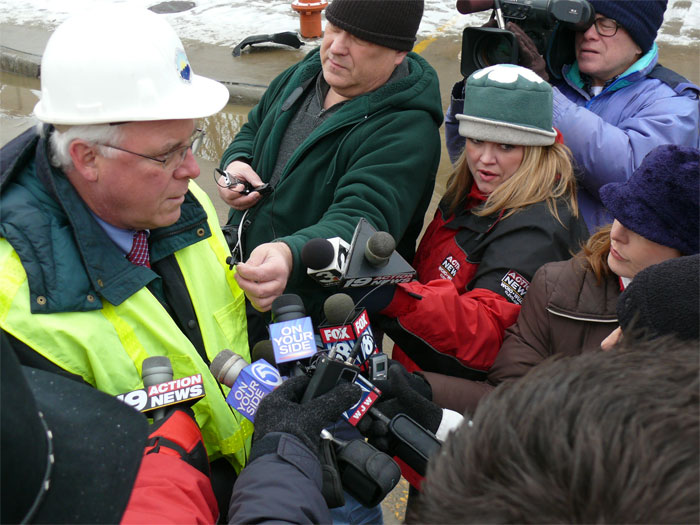 old media covers water main break cleveland ohio